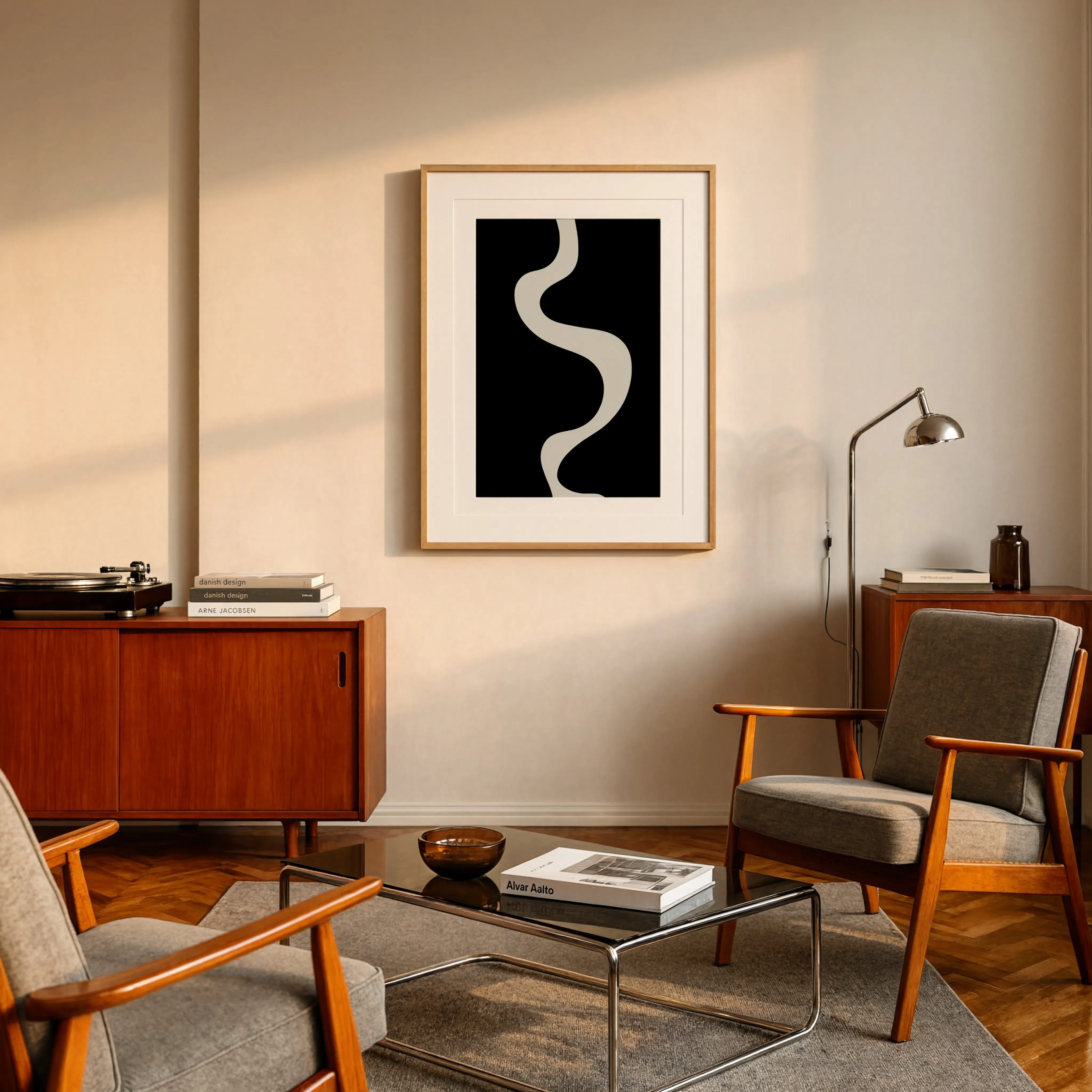 Monochrome Line Organic Minimal Variation | Contemporary Abstract Wall Art Print