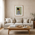 Portrait of a Beautiful Woman in a Striped Coat | Modern Art Print