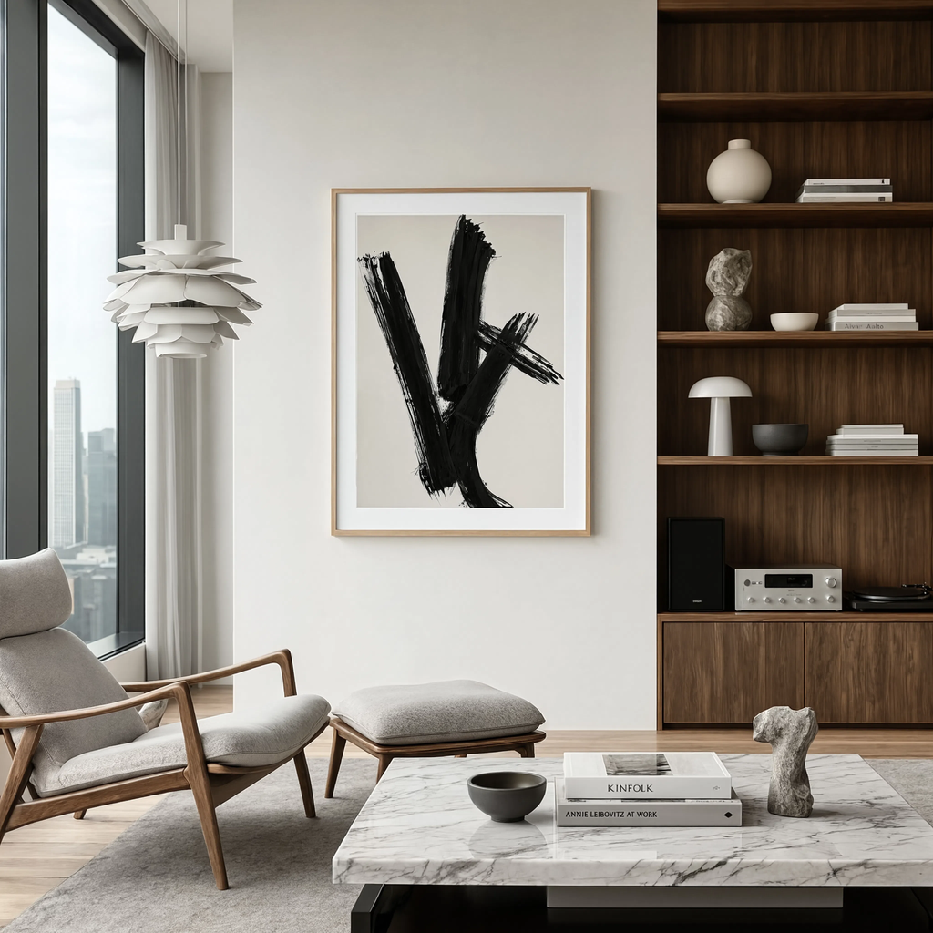 Black Gestural Print I | Minimalist Abstract Wall Art