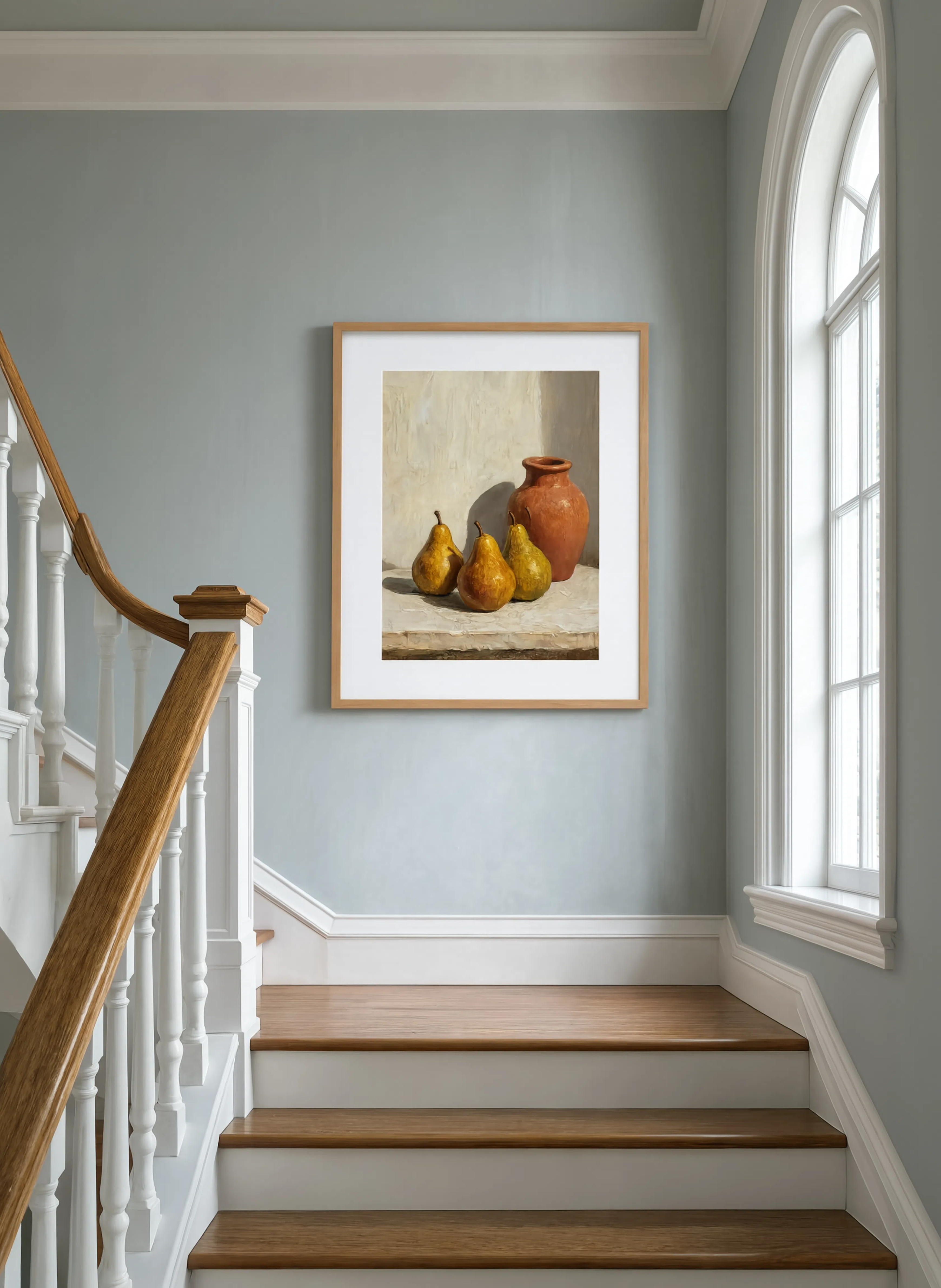 Pears & Terracotta Jug | Contemporary Botanical Still Life Wall Art