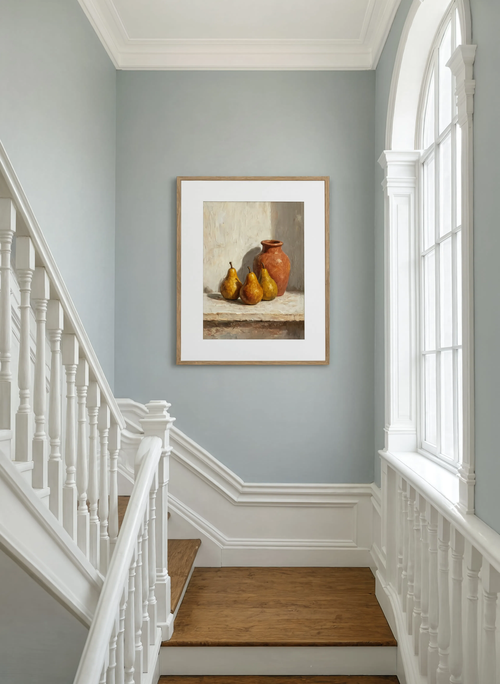 Pears & Terracotta Jug | Contemporary Botanical Still Life Wall Art