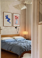 Set of 2 Blue Female Figure & Polka Dot Vase Prints | Contemporary Figurative & Still Life Wall Art Set
