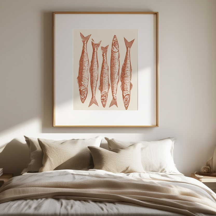 Red Sardine – Minimalist Wall Art Print