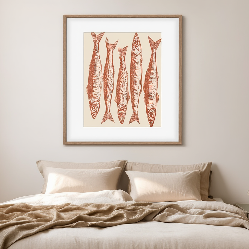 Red Sardine – Minimalist Wall Art Print