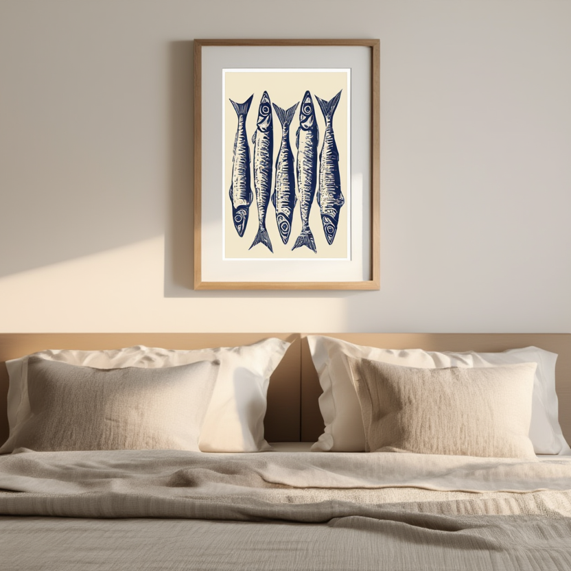 Blue Sardine – Minimalist Wall Art Print