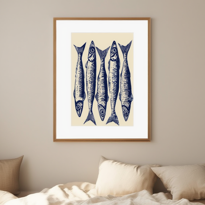 Blue Sardine – Minimalist Wall Art Print