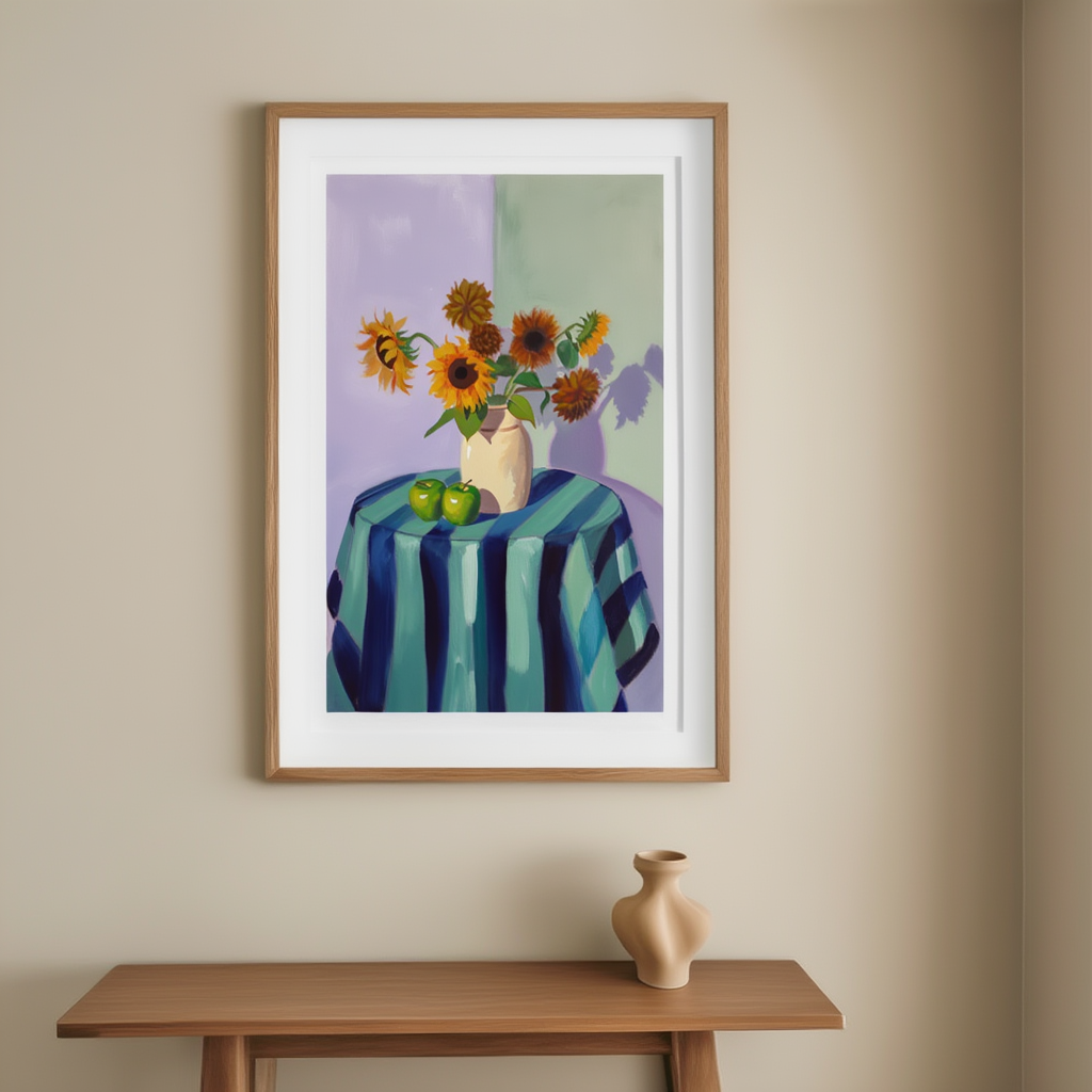 Still Life Flowers – Blue & Teal – Minimalist Wall Art Print