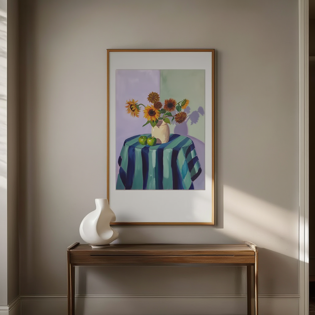 Still Life Flowers – Blue & Teal – Minimalist Wall Art Print