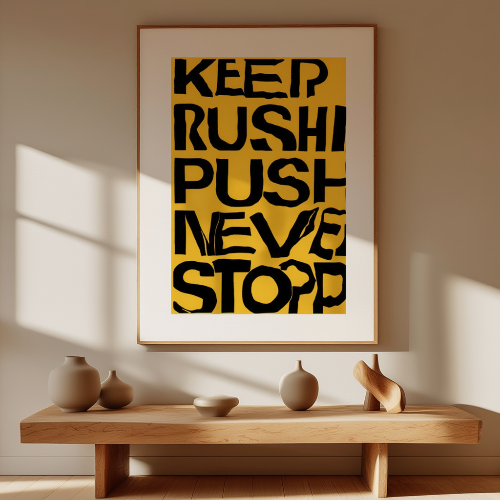 Keep Pushing – Never Stop – Street Style Motivational Poster – Modern Urban Art Print