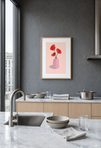 Pink Striped Vase | Contemporary Still Life Wall Art