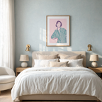 Striped Shirt Feminine Illustration | Contemporary Figurative Wall Art