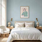 Striped Shirt Feminine Illustration | Contemporary Figurative Wall Art