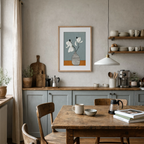 Magnolia Vase | Blue & Terracotta | Contemporary Botanical Still Life Wall Art