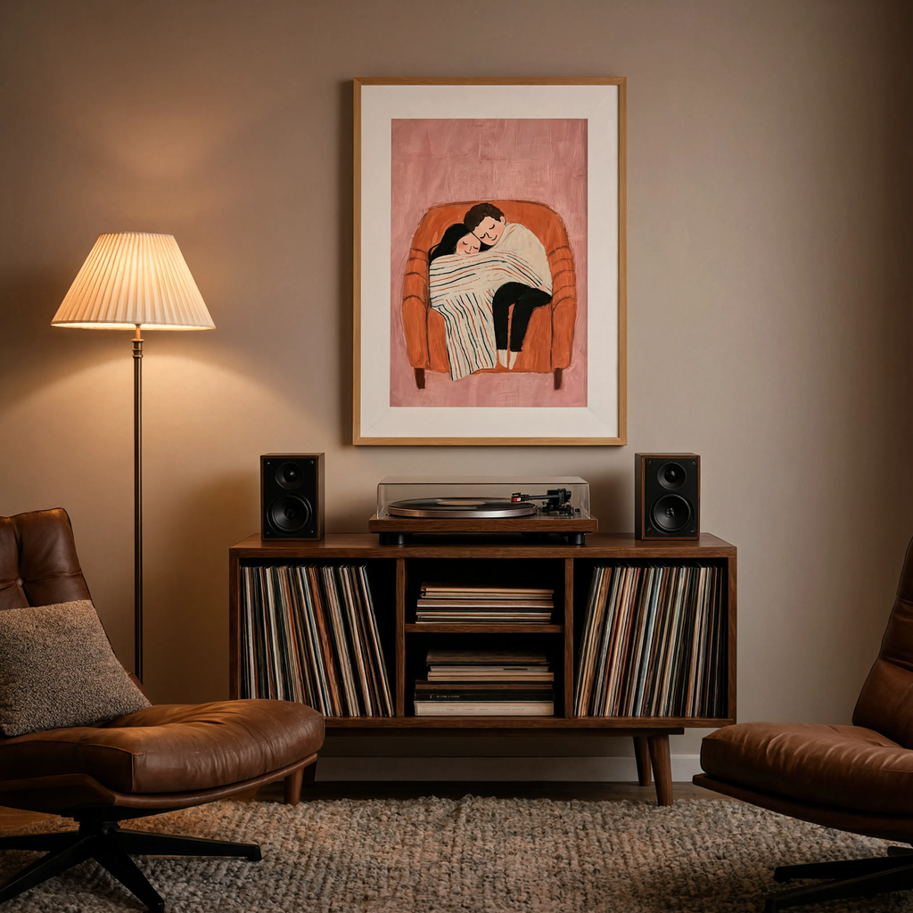 Cozy Couple – Blush Hues | Contemporary Figurative Wall Art