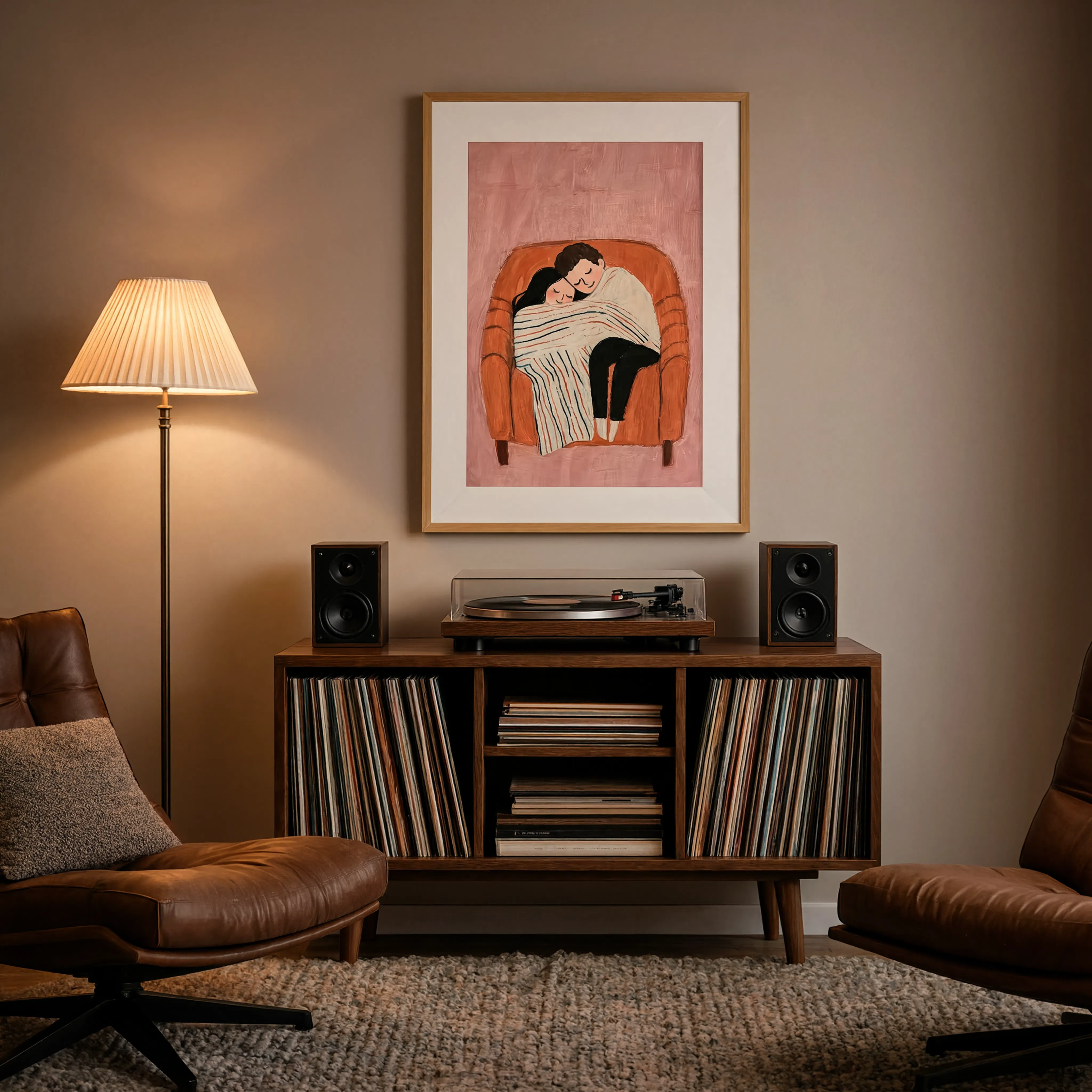 Cozy Couple – Blush Hues | Contemporary Figurative Wall Art
