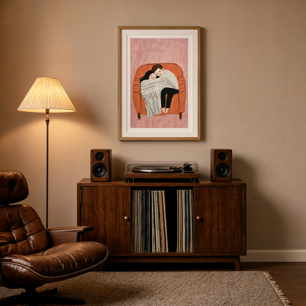 Cozy Couple – Blush Hues | Contemporary Figurative Wall Art
