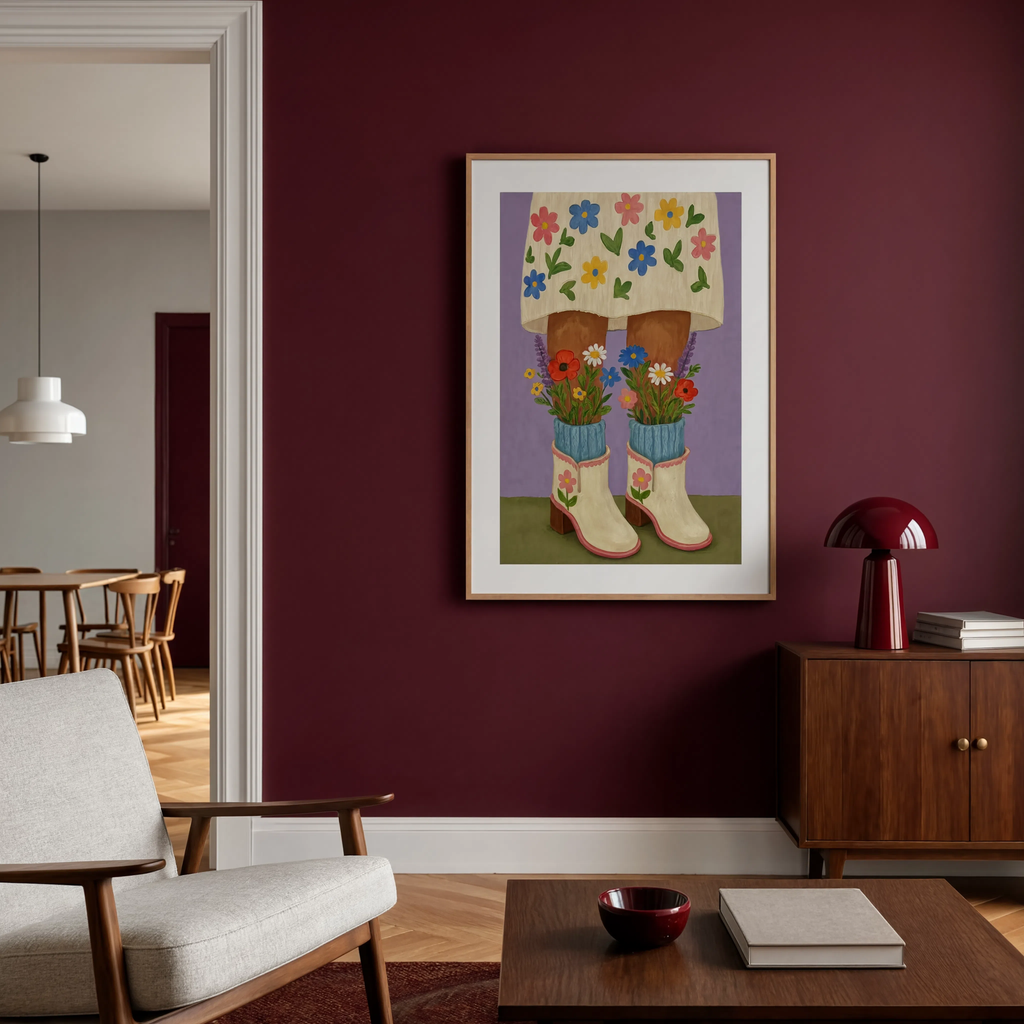 Floral Legs & Boots II | Contemporary Figurative Wall Art Print