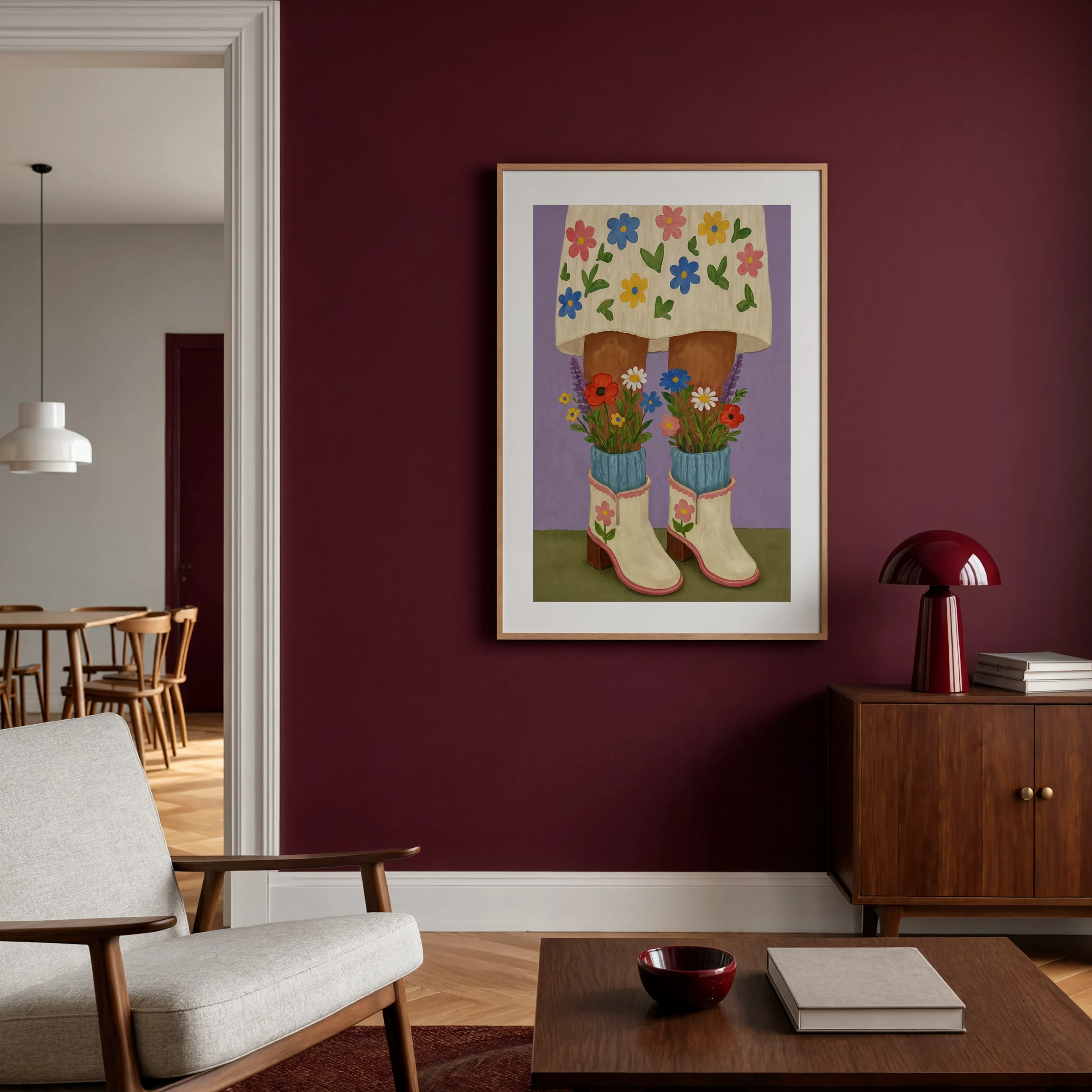 Floral Legs & Boots II | Contemporary Figurative Wall Art Print