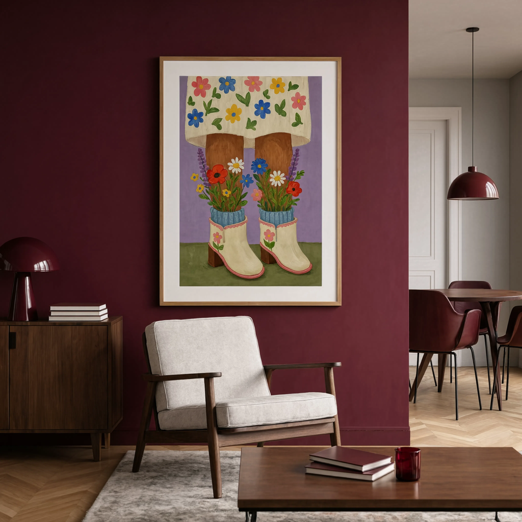Floral Legs & Boots II | Contemporary Figurative Wall Art Print