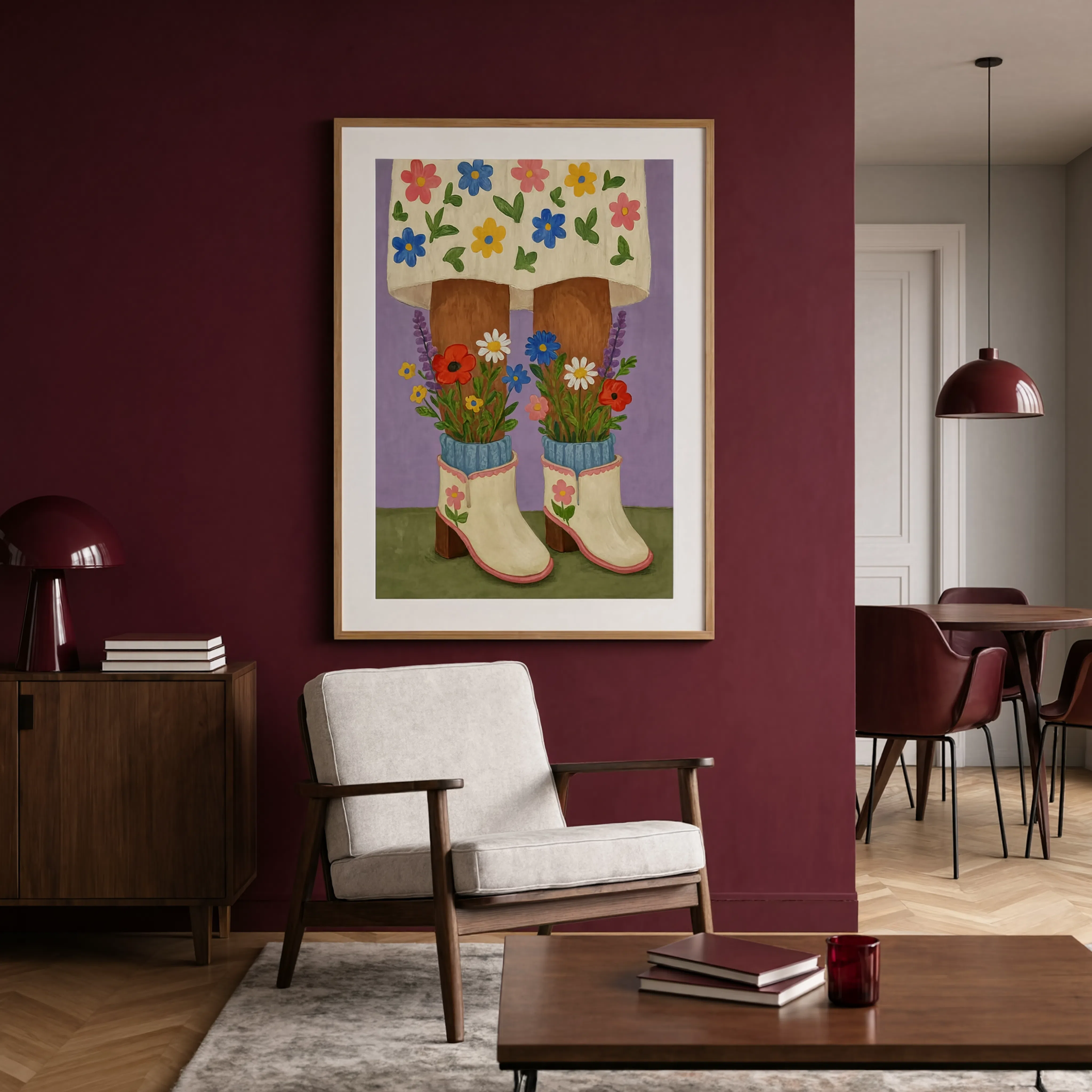 Floral Legs & Boots II | Contemporary Figurative Wall Art Print