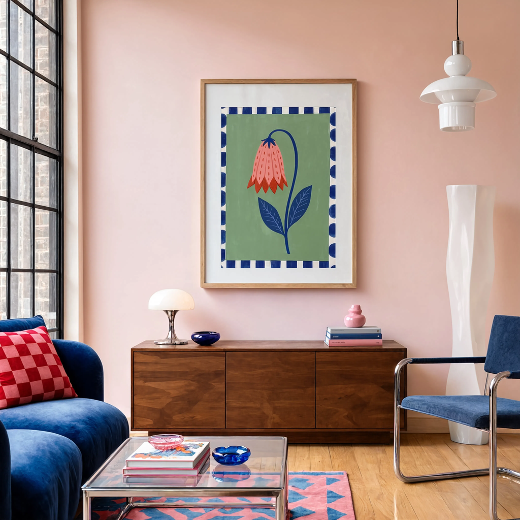 Bell-Shape Folk Flower | Scandinavian Botanical Wall Art