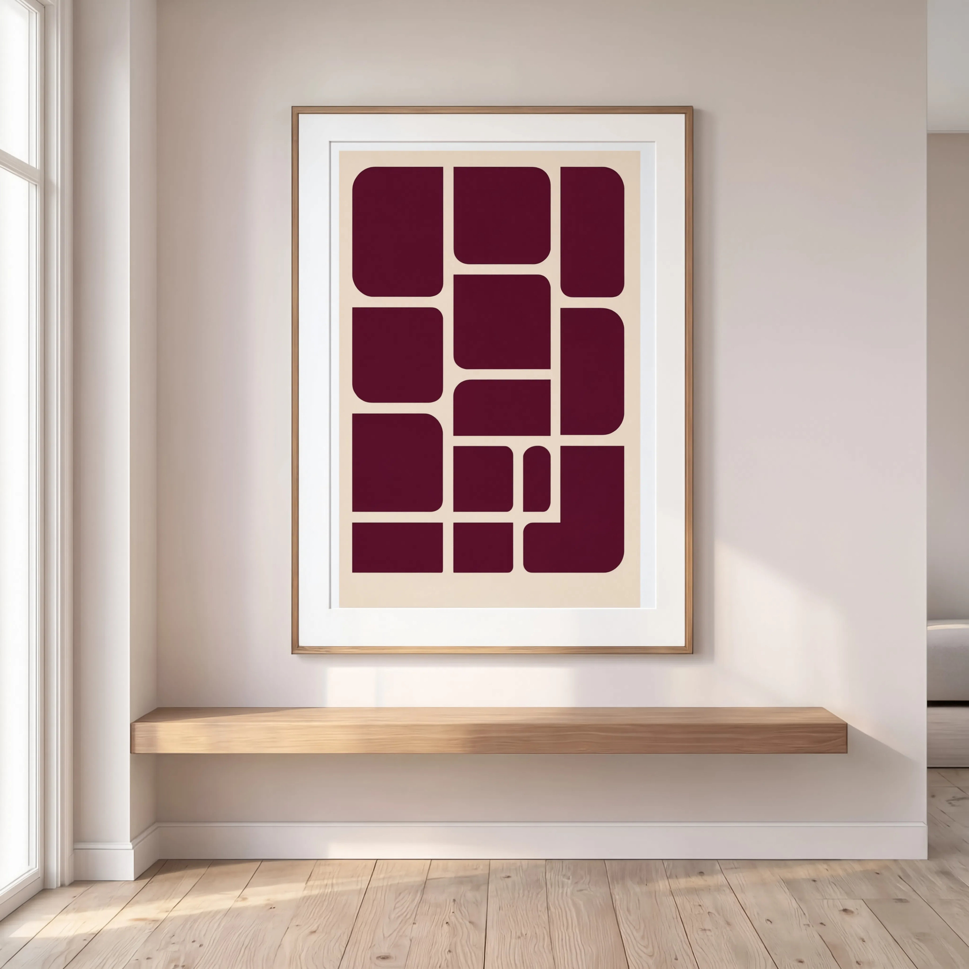Abstract Burgundy Geometry Composition