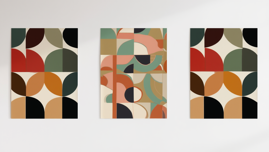 Earthy Tones Trio – Bauhaus Wall Art Set - Hakyarts