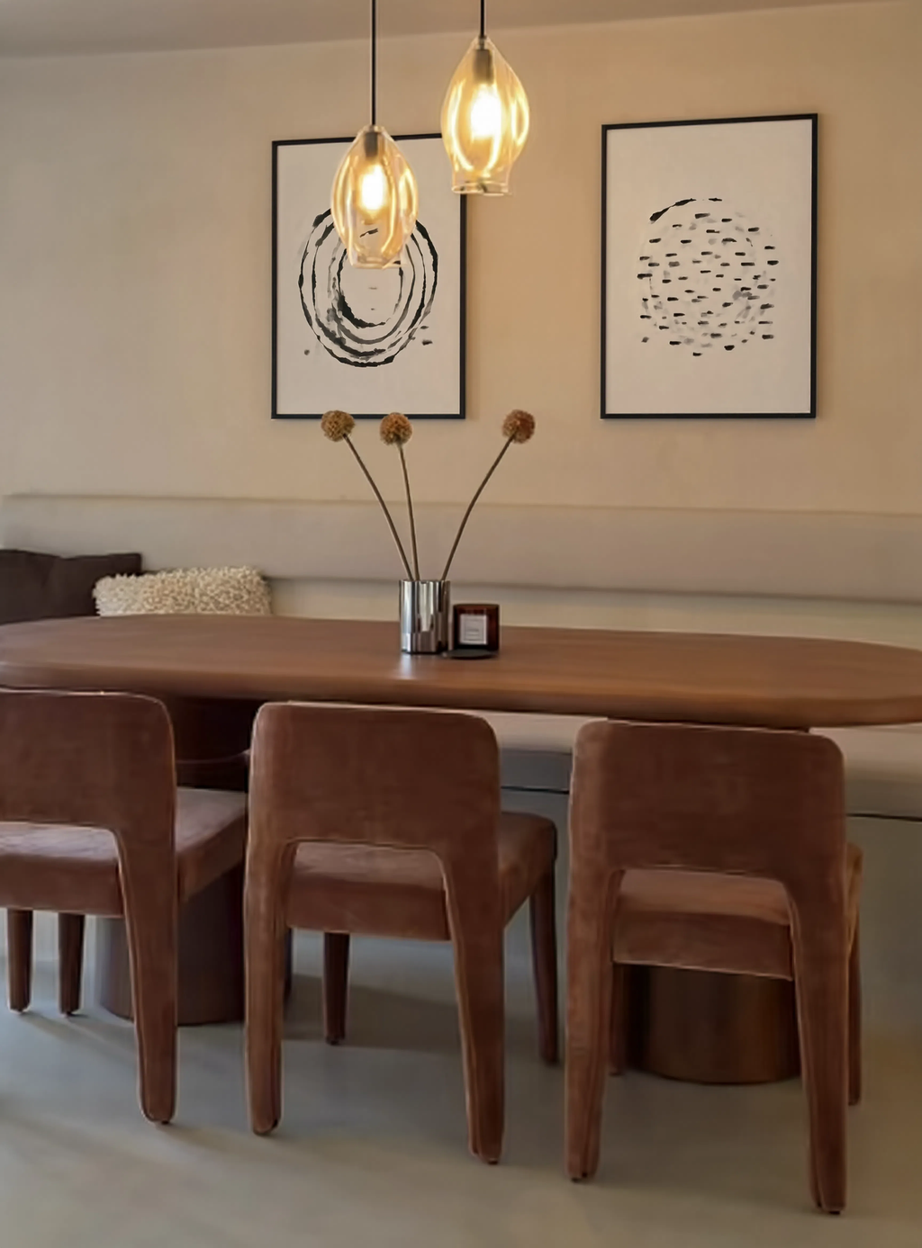 Set of 2 Ink Rings & Ink Dashes Prints | Contemporary Abstract Wall Art Set 50×70 cm