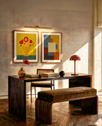 Set of 2 Folk-Art Floral & Earthy Color-Field | Contemporary Botanical & Abstract Wall Art Prints