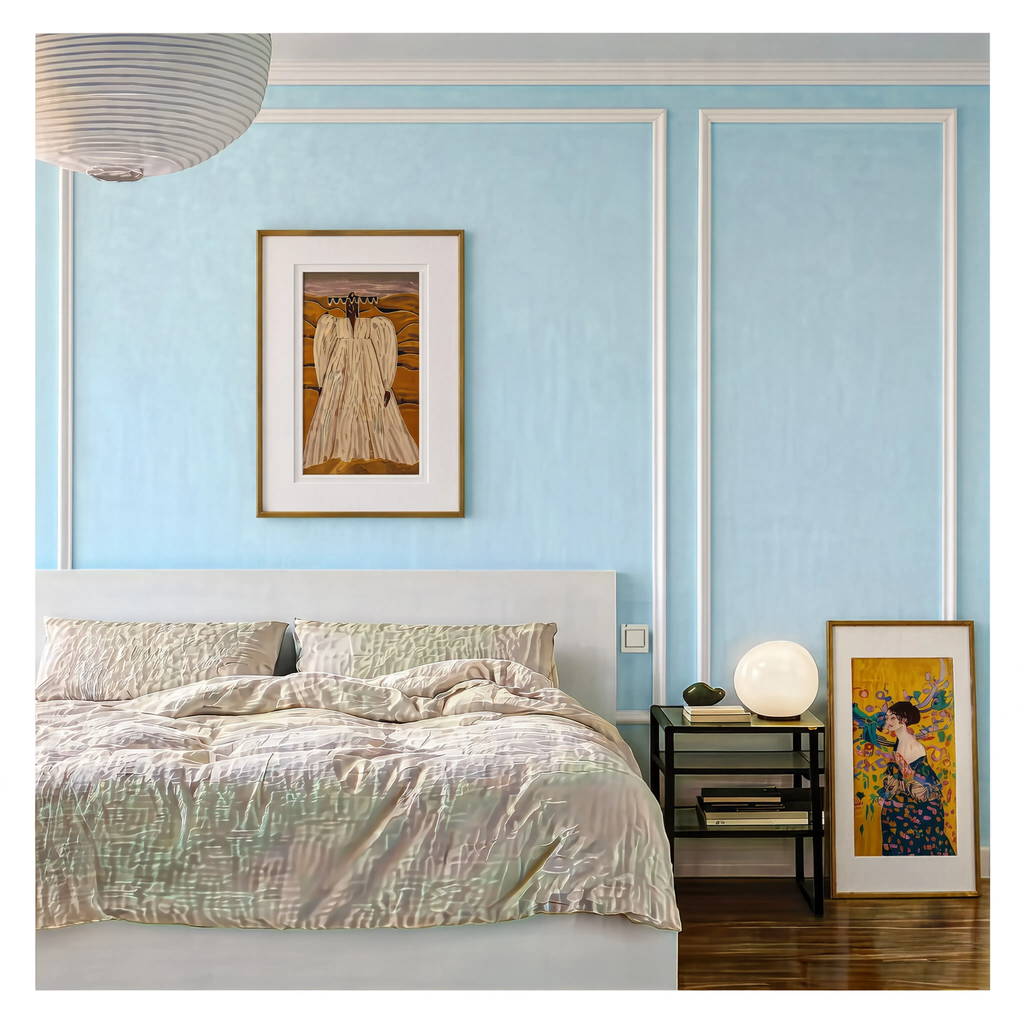 Set of 2 Figurative Art Prints – Gustav Klimt Woman with Fan & Desert Revenue Gallery Set