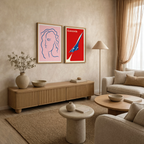 Set of 2 Modern Art Wall Prints – Concorde & Abstract Female Face Gallery Set