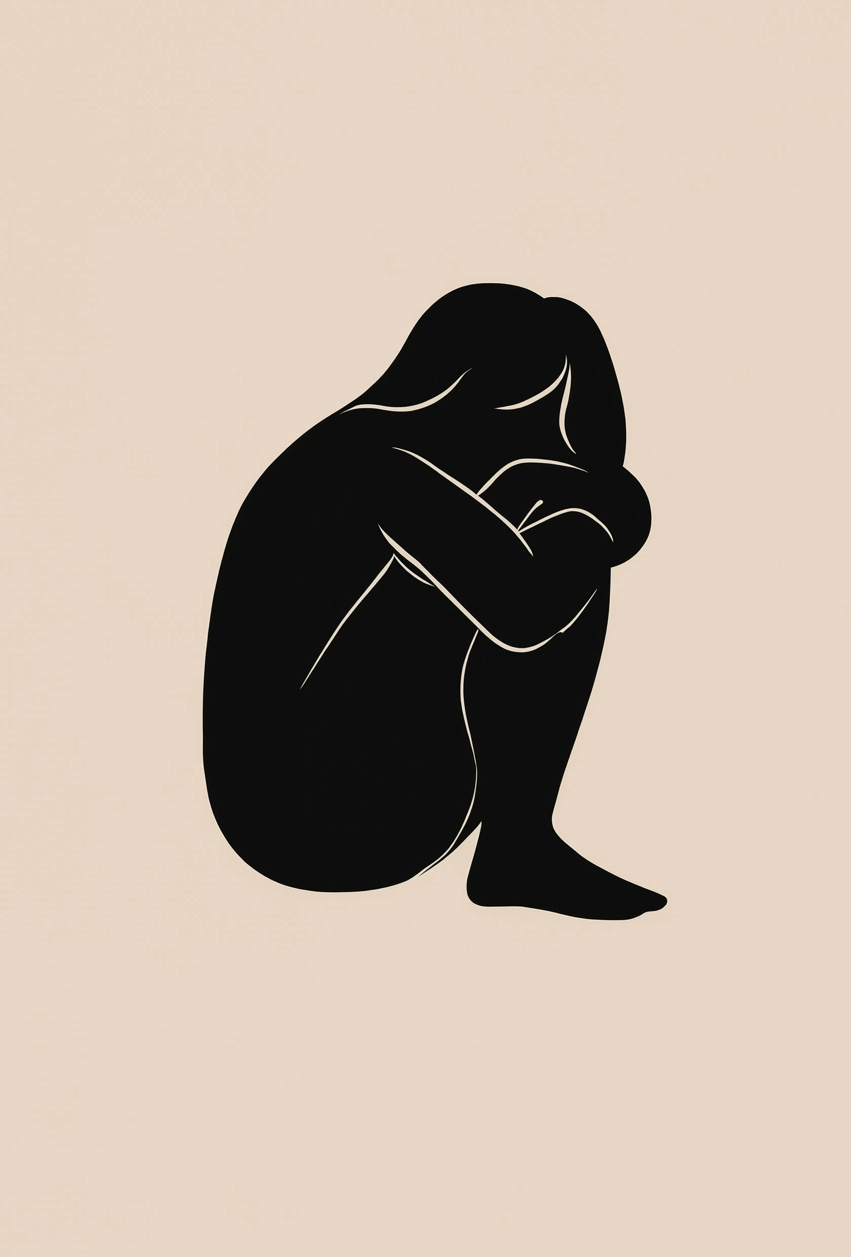 Black & White Seated Figure | Contemporary Figurative Wall Art Print