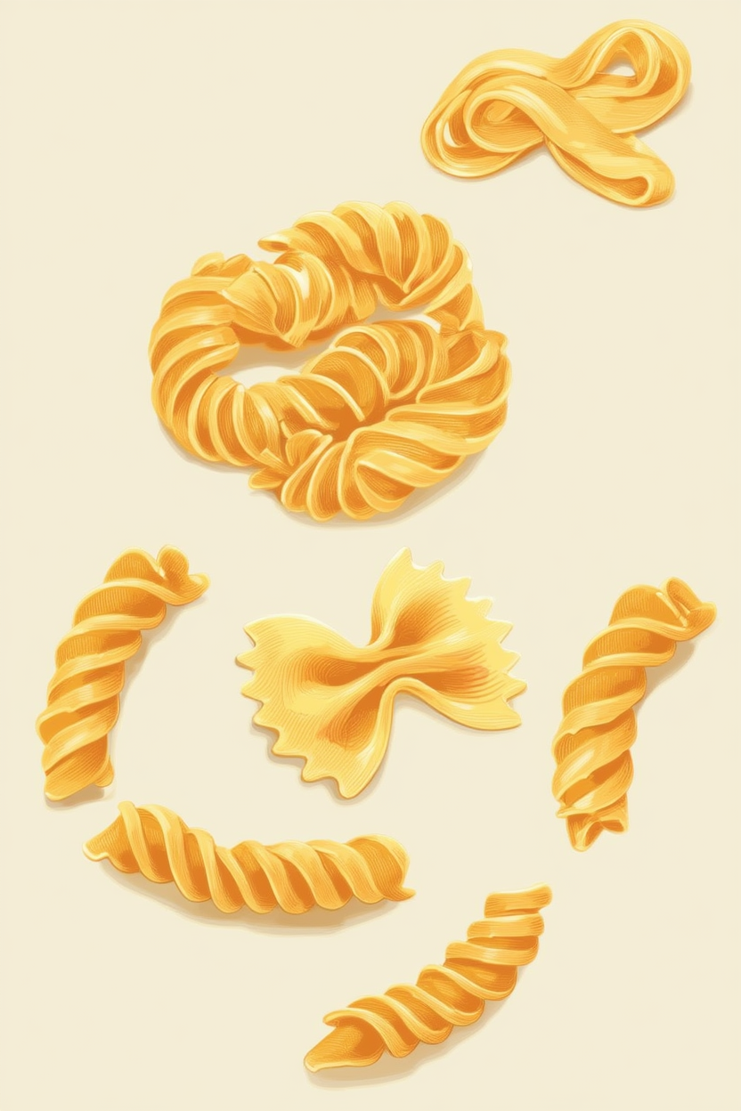 4 Pasta Prints – Retro Italian Kitchen Wall Art - Hakyarts