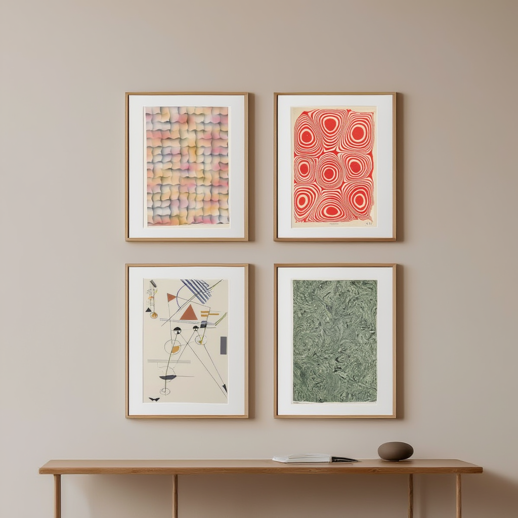 Franz Weiss, Wassily Kandinsky, Paul Klee & Andreas Haussmann – Set of 4 Modern Abstract & Decorative Prints