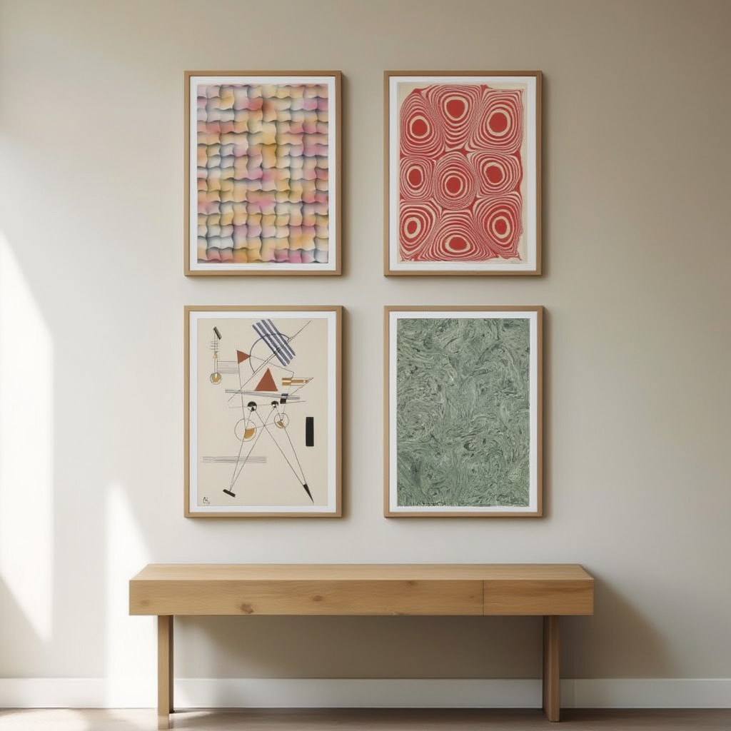 Franz Weiss, Wassily Kandinsky, Paul Klee & Andreas Haussmann – Set of 4 Modern Abstract & Decorative Prints