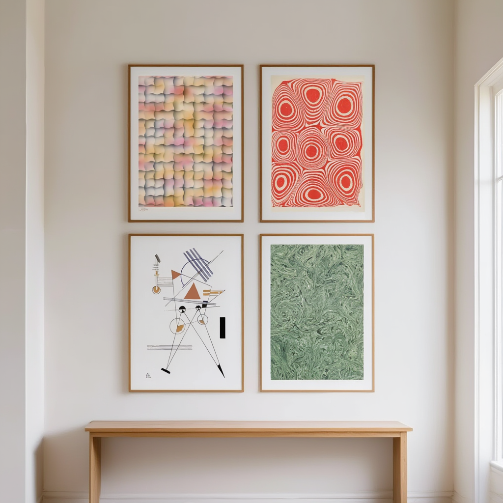 Franz Weiss, Wassily Kandinsky, Paul Klee & Andreas Haussmann – Set of 4 Modern Abstract & Decorative Prints