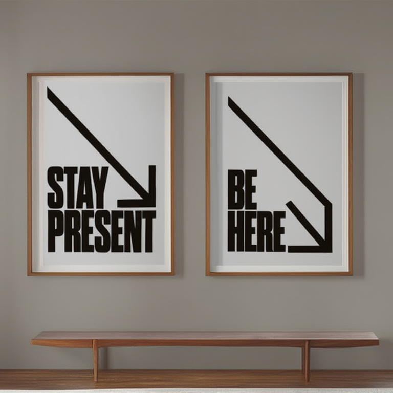 Mindfulness Set – Stay Present, Be Here – Street Style Motivational Poster Bundle – Modern Urban Art Prints