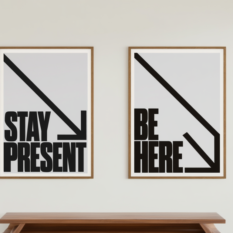 Mindfulness Set – Stay Present, Be Here – Street Style Motivational Poster Bundle – Modern Urban Art Prints