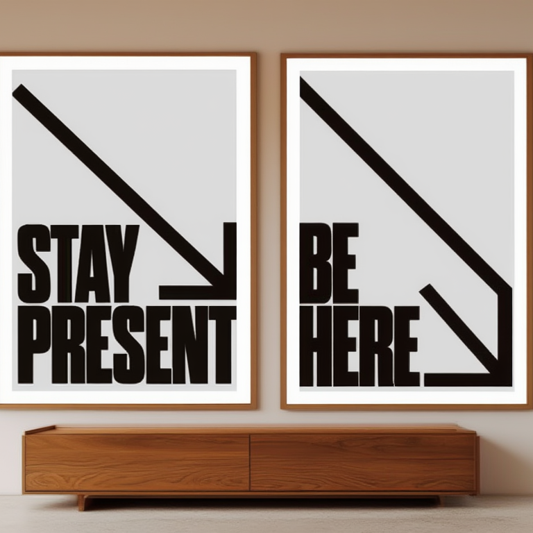 Mindfulness Set – Stay Present, Be Here – Street Style Motivational Poster Bundle – Modern Urban Art Prints