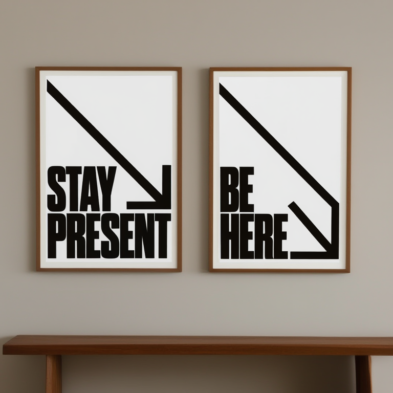 Mindfulness Set – Stay Present, Be Here – Street Style Motivational Poster Bundle – Modern Urban Art Prints