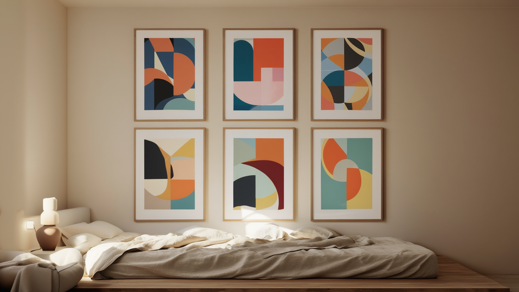 Nordic Bauhaus Mid-Century – Living Room Set of 6 Modern Prints - Hakyarts