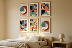 Nordic Bauhaus Mid-Century – Living Room Set of 6 Modern Prints - Hakyarts