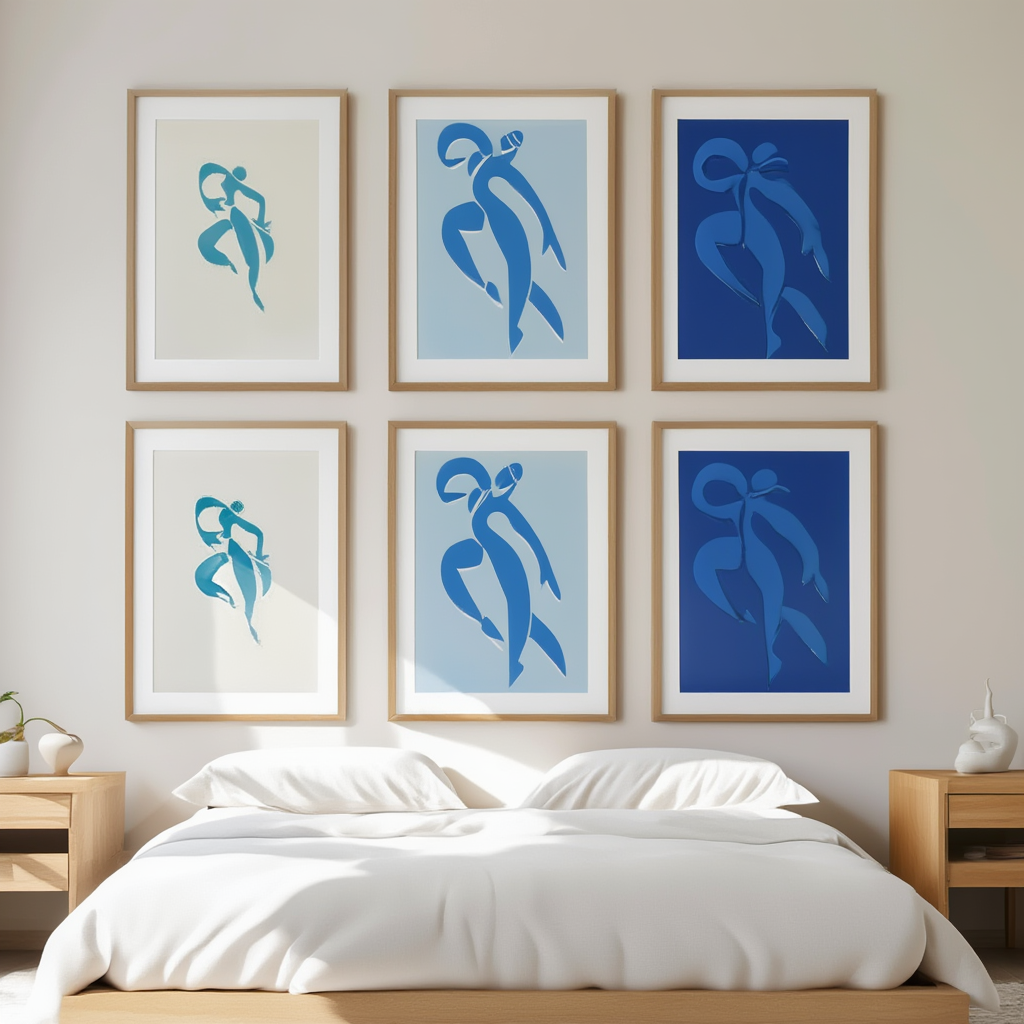 Vintage Blue Matisse Line Art – Set of 4 - Hakyarts