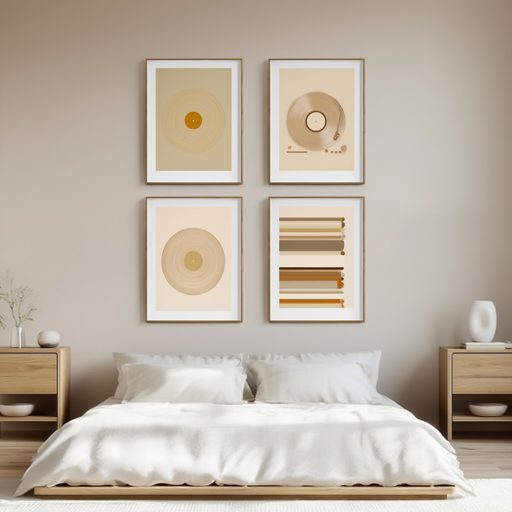 Beige Music Gallery – Japandi Living Room Set of 4 - Hakyarts