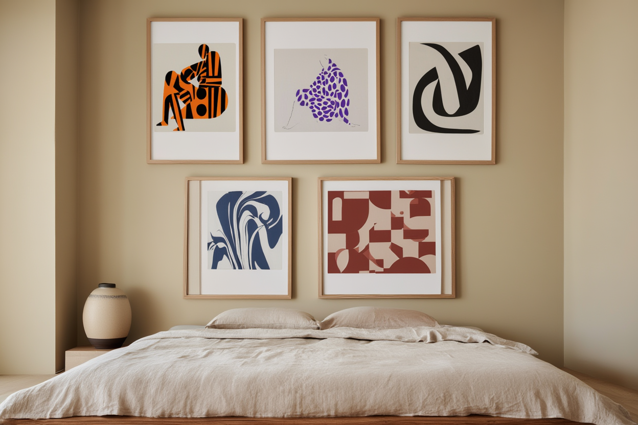 5 Flowing Geometric Abstract Prints – Organic Modern Wall Art for Living Room, Bedroom & Office Decor - Hakyarts