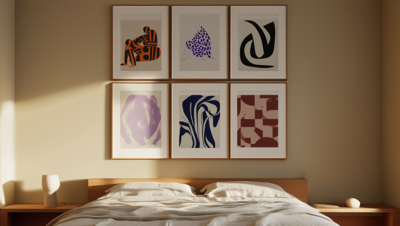 5 Flowing Geometric Abstract Prints – Organic Modern Wall Art for Living Room, Bedroom & Office Decor - Hakyarts