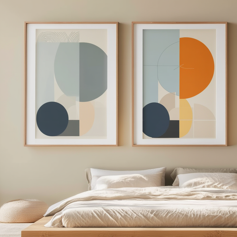 Nordic Bauhaus Mid-Century – Office Set of 3 Modern Prints - Hakyarts