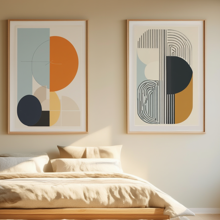 Nordic Bauhaus Mid-Century – Office Set of 3 Modern Prints - Hakyarts