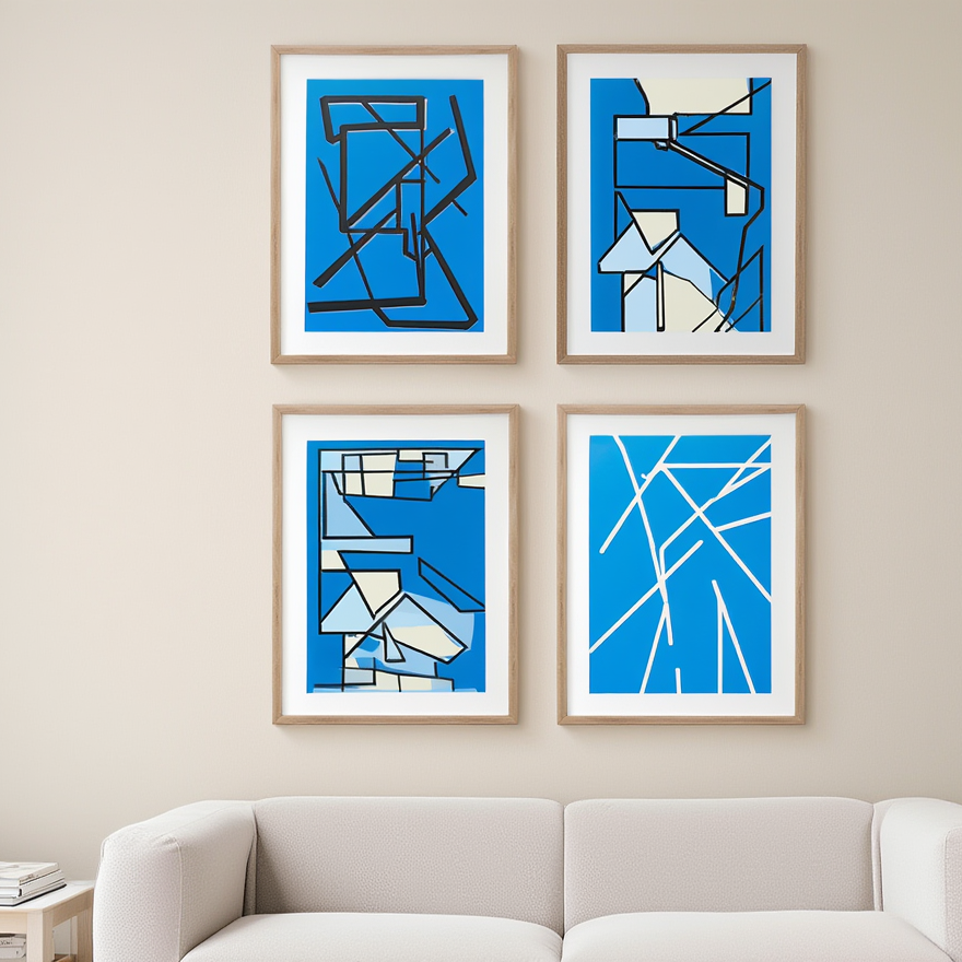Klein Blue Geometric Collection – Set of 4 - Hakyarts