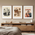 Cinematic Dining – 3-Piece Vintage Movie Art Set - Hakyarts